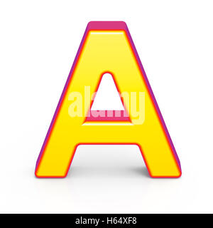 3d rendering golden letter A isolated on white background, 3d illustration Stock Photo