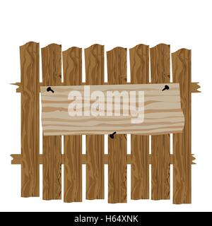A fence made of wood. Classified ads and commercials illustration Stock Vector
