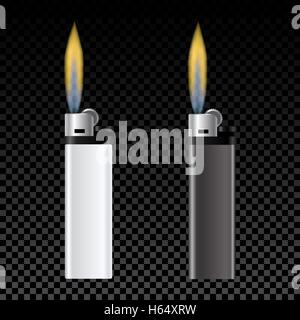 Template for advertising and corporate identity. White and black lighter. Burning fire. illustration Stock Vector