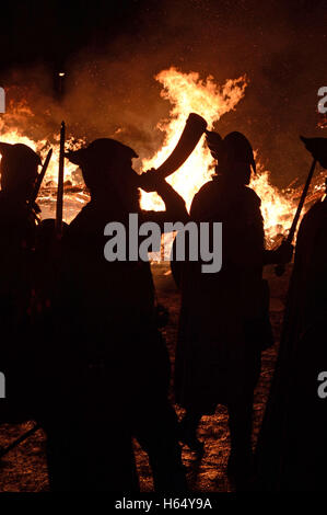 Up Helly Aa fires festival 2016  in Shetland Islands Scotland held every year on the last Tuesday of January in Lerwick Stock Photo