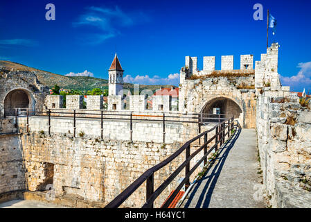 Trogir, Croatia. Old medieval fortress of Trogir on Dalmatian Island, Split city region. Stock Photo