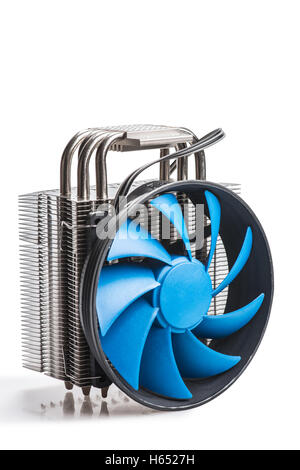 Close-up shot of computer CPU cooler isolated on a white background Stock Photo