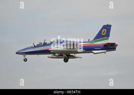 A member of the Italian Frecce Tricolori Display Team flying at the RIAT Air Show at RAF Fairford, Gloucestershire, England, UK Stock Photo