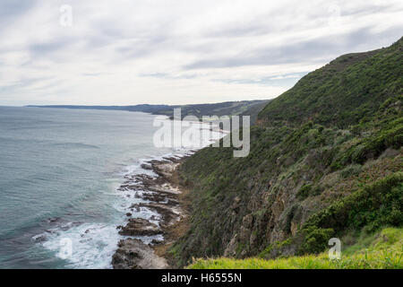 Great Ocean Road is a 243km long road built by retired soldiers Stock Photo