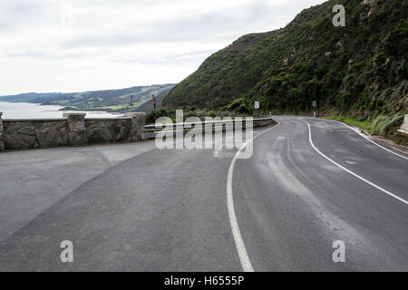 Great Ocean Road is a 243km long road built by retired soldiers Stock Photo