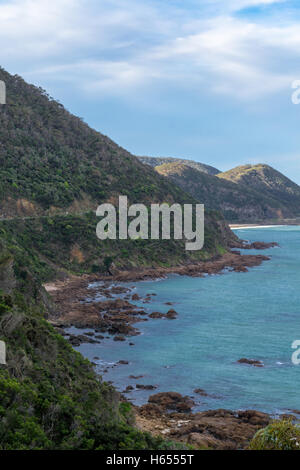 Great Ocean Road is a 243km long road built by retired soldiers Stock Photo