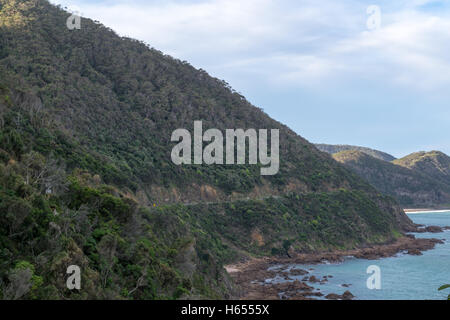 Great Ocean Road is a 243km long road built by retired soldiers Stock Photo