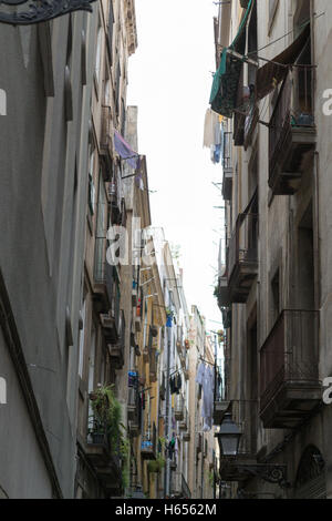 Gothic quarters are the center of Barcelona and some of its buildings date from Medieval times Stock Photo