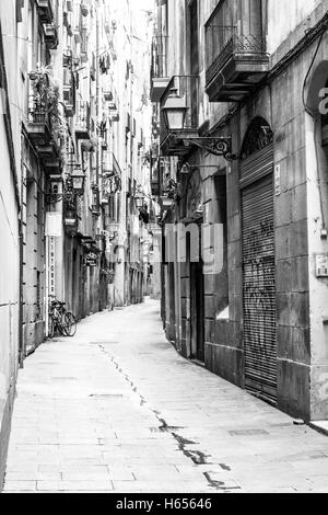 Gothic quarters are the center of Barcelona and some of its buildings date from Medieval times Stock Photo