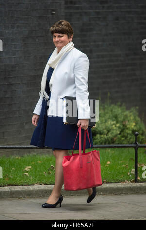 London, UK. 24th Oct, 2016. Downing Street.London.Prime Minister Theresa May meets leaders of the 3 devolved governments ahead of the UK's negotiations to leave the EU.Pic Shows Northern Ireland First Minister Arlene Foster arriving in Downing Street Credit:  PAUL GROVER/Alamy Live News Stock Photo