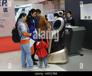 Beijing, Beijing, China. 21st Oct, 2016. Beijing, CHINA-October 21 2016: (EDITORIAL USE ONLY. CHINA OUT) The World Robot Conference 2016, under the theme of 'Win-Win Collaborative Innovation Toward the Building of an Intelligent Society', opens in Beijing, October 21st, 2016.About one thousand kinds of top-level robots from different countries are on display during the five-day expo. © SIPA Asia/ZUMA Wire/Alamy Live News Stock Photo