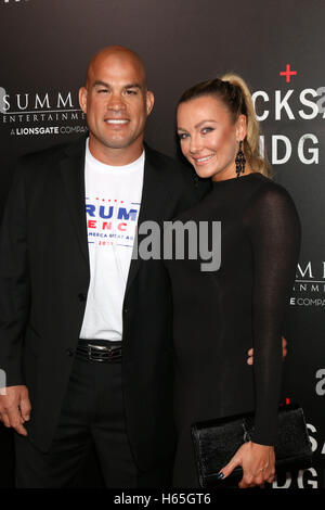 Beverly Hills, Ca. 24th Oct, 2016. Tito Ortiz, Amber Nicole Miller at the screening of Summit Entertainment's 'Hacksaw Ridge' at Samuel Goldwyn Theater on October 24, 2016 in Beverly Hills, California. Credit:  David Edwards/Media Punch/Alamy Live News Stock Photo