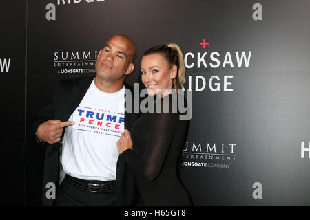 Beverly Hills, Ca. 24th Oct, 2016. Tito Ortiz, Amber Nicole Miller at the screening of Summit Entertainment's 'Hacksaw Ridge' at Samuel Goldwyn Theater on October 24, 2016 in Beverly Hills, California. Credit:  David Edwards/Media Punch/Alamy Live News Stock Photo