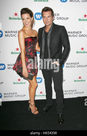 Los Angeles, Ca, USA. 26th Jan, 2016. Len Wiseman and Kate Beckinsale arrives at the Warner Music Group Annual Grammy Celebration in West Hollywood, California. January 26, 2014. © Mp99/Media Punch/Alamy Live News Stock Photo