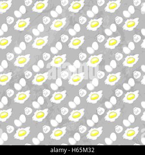Pattern With Scrambled Eggs And SalT On A Gray Grunge Background Stock Vector