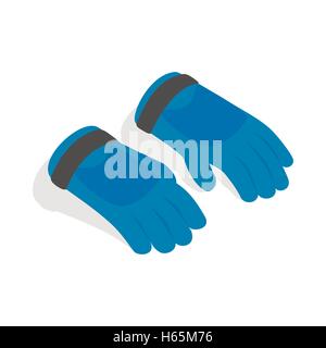 Blue winter ski gloves icon, isometric 3d style Stock Vector