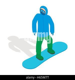 Snowboarder with snowboard deck icon Stock Vector