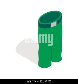 Green ski trousers icon, isometric 3d style Stock Vector