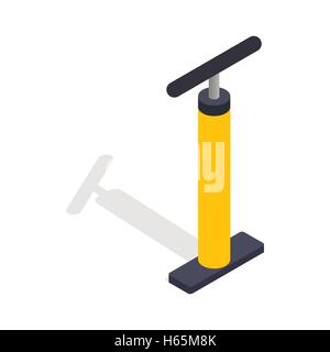 Yellow hand bicycle pump icon, isometric 3d style Stock Vector