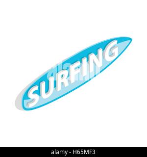 Surfing word on a surfboard icon Stock Vector