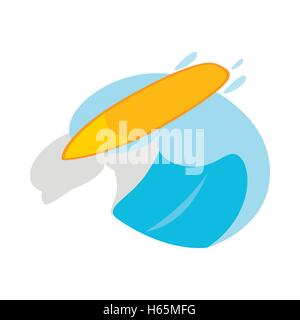 Surfboard with wave icon, isometric 3d style Stock Vector