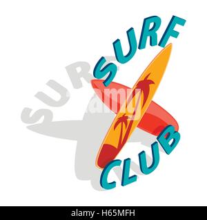 Surf club icon, isometric 3d style Stock Vector