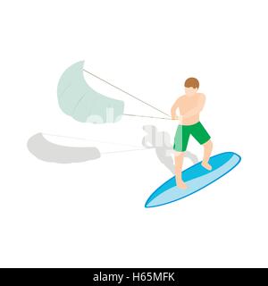 Kitesurfing icon in isometric 3d style Stock Vector