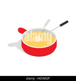 Cheese fondue icon, isometric 3d style Stock Vector