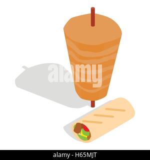 Traditional doner kebab icon, isometric 3d style Stock Vector