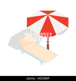 Beach chaise lounge with umbrella icon Stock Vector