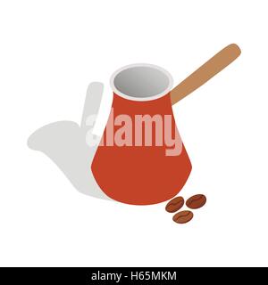 Cezve for coffee and coffee beans icon Stock Vector