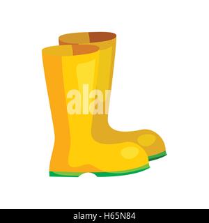 Yellow rubber boots icon, cartoon style Stock Vector