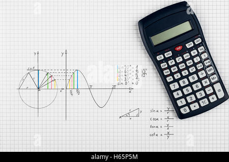 Sine function - maths background Stock Photo