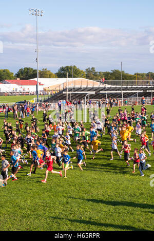 Photographs of a middle school cross country meet held in Verona, Wisconsin; Oct 2016. Stock Photo