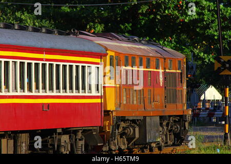 Alsthom locomotive and Train no.14 to Bangkok. Photo at chiangmai railway station, thailand. Stock Photo