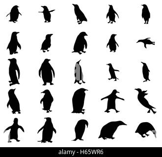 Penguin silhouettes set Stock Vector