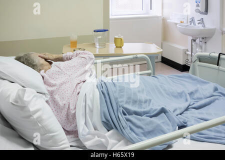 Elderly patient in her nineties diagnosed with cancer in NHS hospital in England, UK Stock Photo