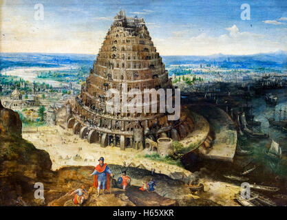 The Tower of Babel by Lucas van Valckenborch (c.1535-1597), 1594 Stock Photo