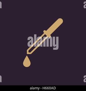The pipette icon. Dropper and eyedropper, analysis, chemistry symbol. Flat Stock Vector
