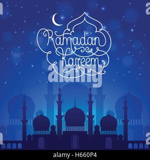 Ramadan Kareem dark blue illustration Stock Vector