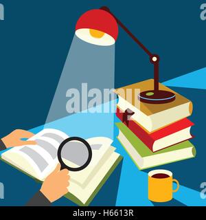 Reading a book illustration Stock Vector