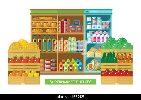Shop, supermarket interior Stock Vector
