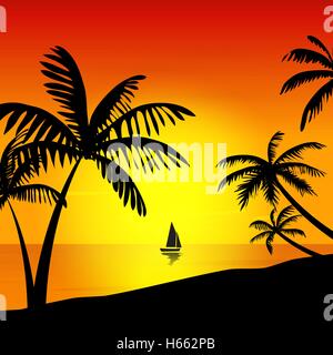 Sunset on the island Stock Vector