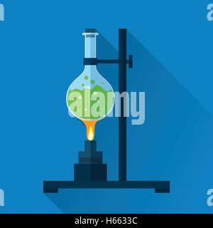 Chemistry tube on lab burner Stock Vector