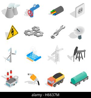 Industrial icons set, isometric 3d style Stock Vector