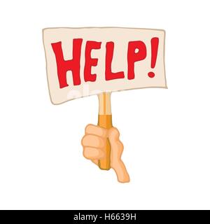 Sign with the word help in a hand icon Stock Vector