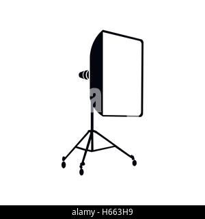 Studio light bulb in softbox icon, simple style Stock Vector