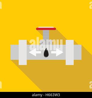 Pipeline valve icon. Drop shadow gas pipes silhouette symbol. Petroleum ...