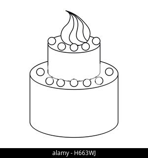 Two tier birthday cake icon, outline style Stock Vector