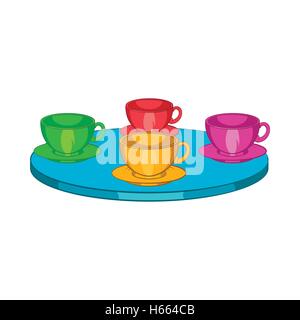Attraction cups of tea spinning in a circle icon Stock Vector